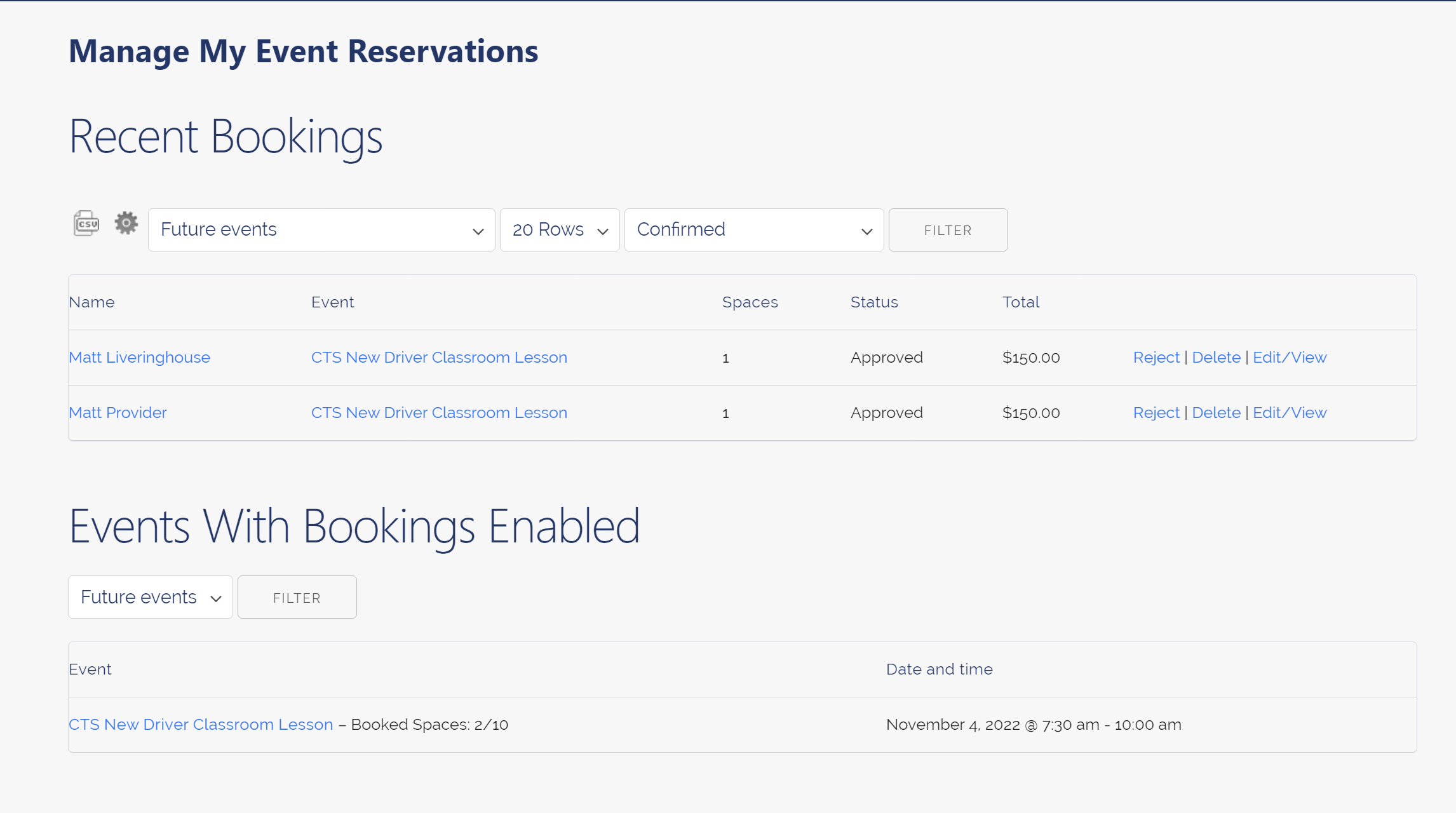Manage your reservations - make sure everybody you want is invited